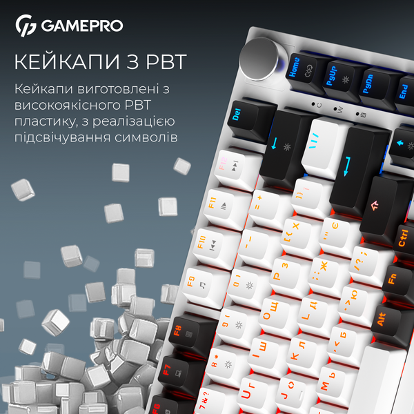Бездротова механічна клавіатура GamePro Asgard Valhalla (MK160W Pro) 75% QLAB orange switches (MK160W Pro) - купити в Україні за низькою ціною в інтернет-магазині "Rincom"