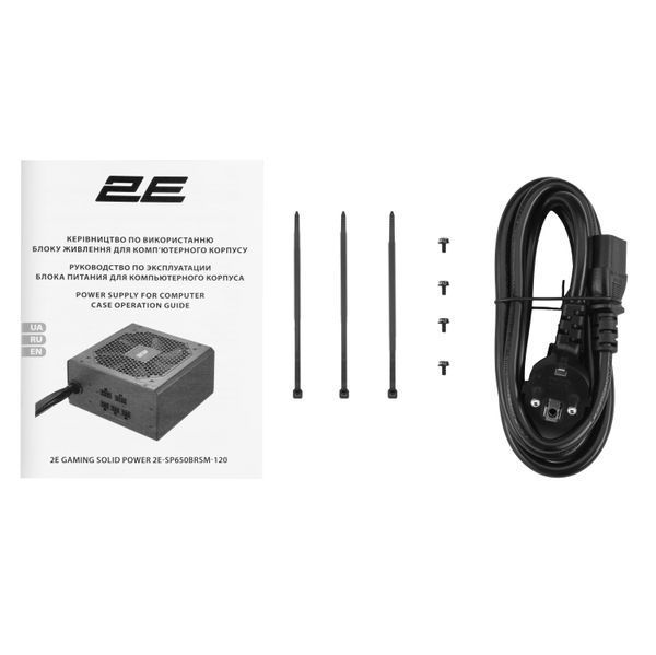 Блок живлення 2E GAMING Solid Power (650W), >85%, 80+ Bronze, 120мм, 1xMB 24pin(20+4), 2xCPU 8pin(4+4), 3xMolex, 6xSATA, 4xPCIe 8pin(6+2), Semi Modular (2E-SP650BRSM-120) - купити в Україні за низькою ціною в інтернет-магазині "Rincom"