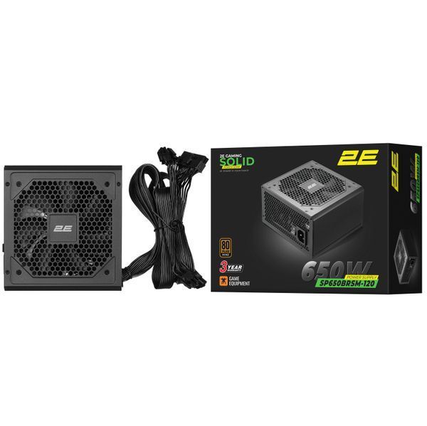 Блок живлення 2E GAMING Solid Power (650W), >85%, 80+ Bronze, 120мм, 1xMB 24pin(20+4), 2xCPU 8pin(4+4), 3xMolex, 6xSATA, 4xPCIe 8pin(6+2), Semi Modular (2E-SP650BRSM-120) - купити в Україні за низькою ціною в інтернет-магазині "Rincom"