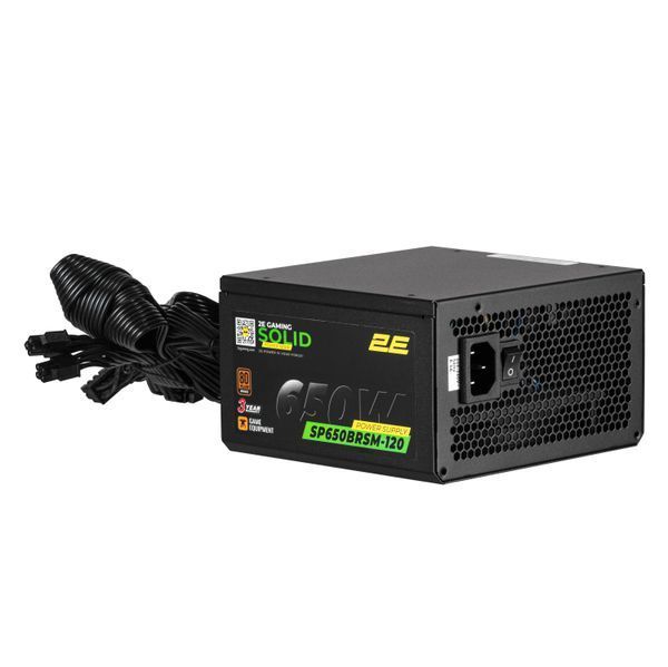 Блок живлення 2E GAMING Solid Power (650W), >85%, 80+ Bronze, 120мм, 1xMB 24pin(20+4), 2xCPU 8pin(4+4), 3xMolex, 6xSATA, 4xPCIe 8pin(6+2), Semi Modular (2E-SP650BRSM-120) - купити в Україні за низькою ціною в інтернет-магазині "Rincom"