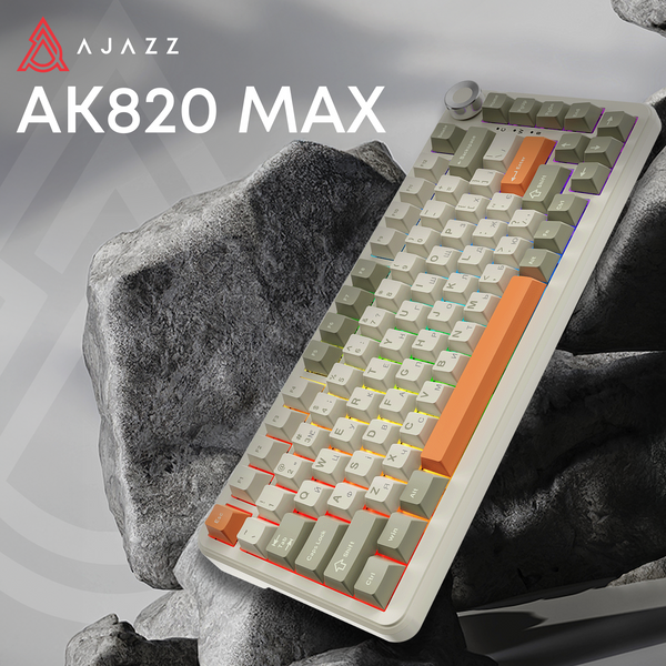 Бездротова механічна клавіатура Ajazz AK820 MAX Flying Fish Switch Retro Colour - 8000 mAh (AK820MAX (AK820MAX-FF-R) - купити в Україні за низькою ціною в інтернет-магазині "Rincom"