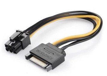 Кабель перехідник 1x SATA 15 Pin -> 6 pin GPU PCI-E 18AWG Чорно-Жовтий (1x SATA-6 pin GPU) - купити в Україні за низькою ціною в інтернет-магазині "Rincom"