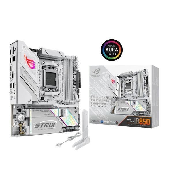 Материнcька плата ASUS ROG STRIX B850-G GAMING WIFI sAM5 B850 4xDDR5 M.2 HDMI DP WiFi BT mATX білий (90MB1M30-M0EAY0) - купити в Україні за низькою ціною в інтернет-магазині "Rincom"