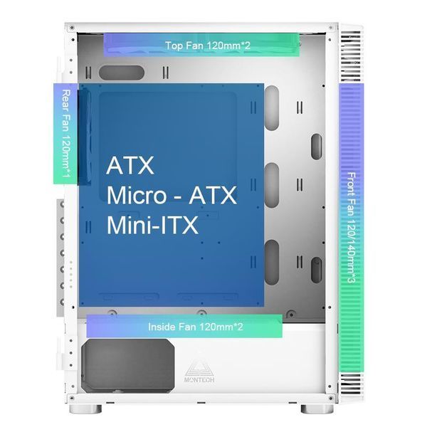 Корпус ATX W/O PSU X3 GLASS (W) MONTECH (X3 GLASS (W)) - купити в Україні за низькою ціною в інтернет-магазині "Rincom"