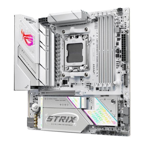 Материнcька плата ASUS ROG STRIX B850-G GAMING WIFI sAM5 B850 4xDDR5 M.2 HDMI DP WiFi BT mATX білий (90MB1M30-M0EAY0) - купити в Україні за низькою ціною в інтернет-магазині "Rincom"