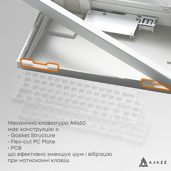 Бездротова механічна клавіатура Ajazz AK650 Flying Fish Switch - Purple (AK650-FF-PWB) (AK650-FF-PWB) - купити в Україні за низькою ціною в інтернет-магазині "Rincom"