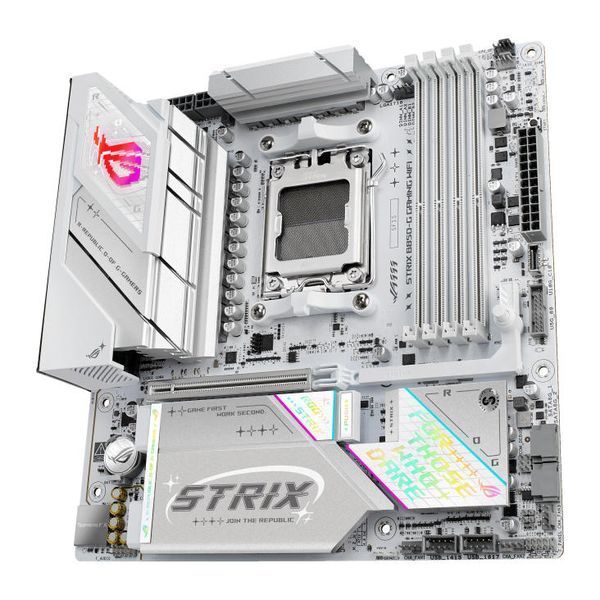 Материнcька плата ASUS ROG STRIX B850-G GAMING WIFI sAM5 B850 4xDDR5 M.2 HDMI DP WiFi BT mATX білий (90MB1M30-M0EAY0) - купити в Україні за низькою ціною в інтернет-магазині "Rincom"