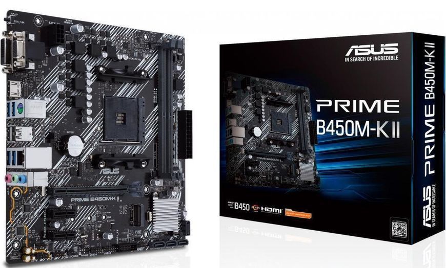 Материнcька плата ASUS PRIME B450M-K II sAM4 B450 2xDDR4 HDMI DVI D-Sub mATX (90MB1600-M0EAY0) - купити в Україні за низькою ціною в інтернет-магазині "Rincom"