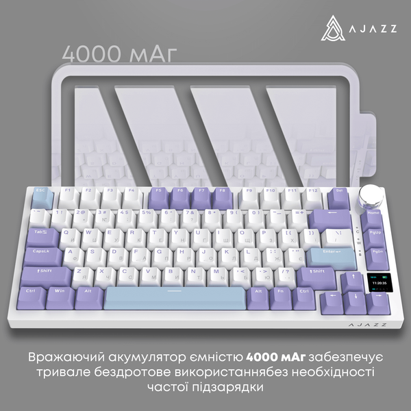 Бездротова механічна клавіатура Ajazz AK820 PRO PRO 75% Gift Switch White RGB (AK820PRO-G-PWB) (AK820PRO-G-PWB) - купити в Україні за низькою ціною в інтернет-магазині "Rincom"
