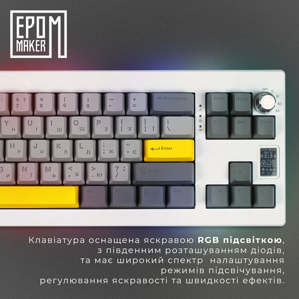 Клавіатура механічна бездротова EPOMAKER Shadow-X Mulan White (SHX-W-M) (SHX-W-M) - купити в Україні за низькою ціною в інтернет-магазині "Rincom"