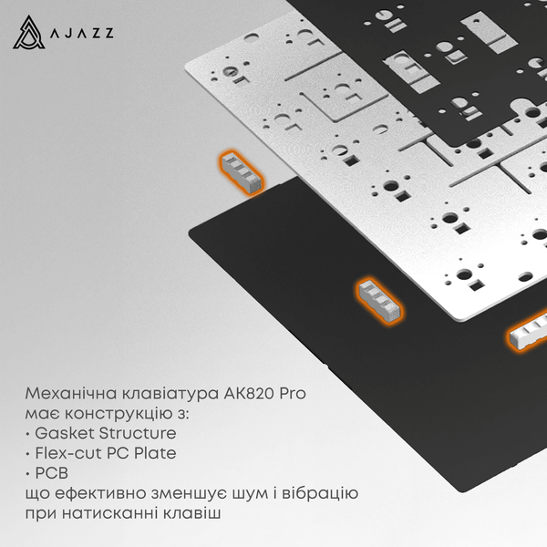 Бездротова механічна клавіатура Ajazz AK820 PRO PRO 75% Gift Switch White RGB (AK820PRO-G-PWB) (AK820PRO-G-PWB) - купити в Україні за низькою ціною в інтернет-магазині "Rincom"