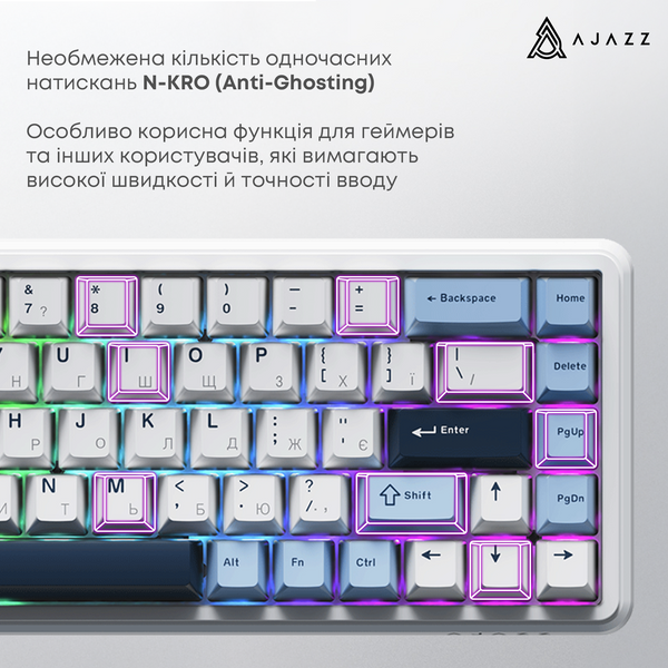 Клавіатура механічна бездротова Ajazz AK680 MAX (8+8K) Magnetic Switch RGB Wireless/BT/USB White (AK680-M-BWD-A) - купити в Україні за низькою ціною в інтернет-магазині "Rincom"