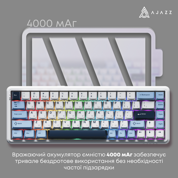 Клавіатура механічна бездротова Ajazz AK680 MAX (8+8K) Magnetic Switch RGB Wireless/BT/USB White (AK680-M-BWD-A) - купити в Україні за низькою ціною в інтернет-магазині "Rincom"