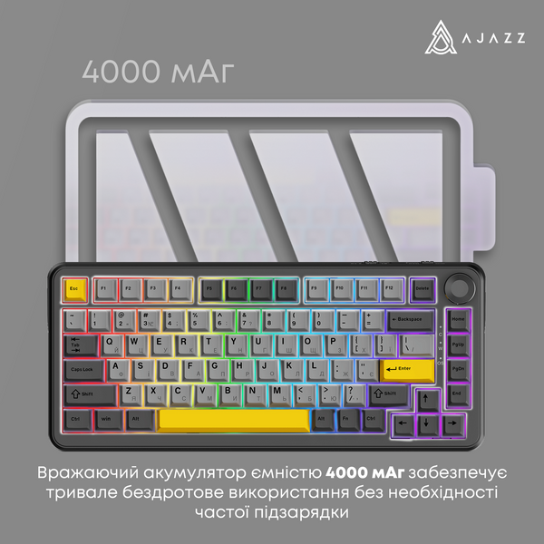 Клавіатура механічна бездротова Ajazz AK820 MAX PLUS Daydream Switch RGB Wireless/BT/USB Black (AK820MAX-DD-BGY) - купити в Україні за низькою ціною в інтернет-магазині "Rincom"
