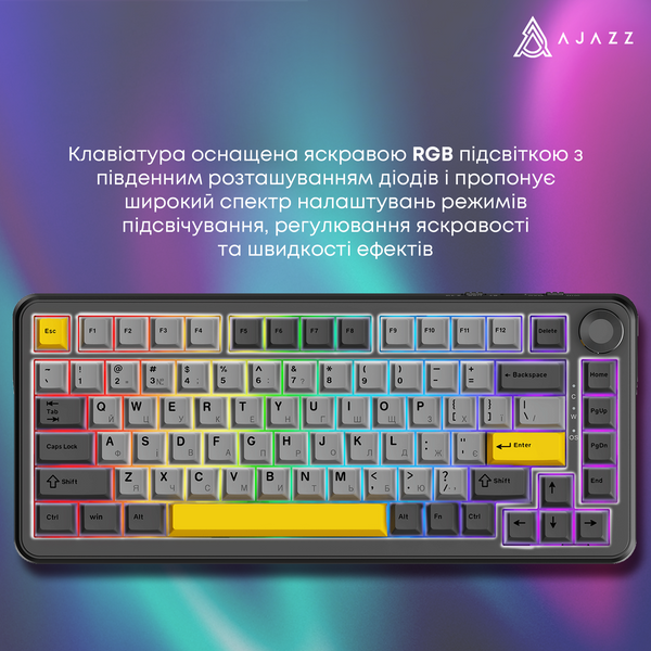 Клавіатура механічна бездротова Ajazz AK820 MAX PLUS Daydream Switch RGB Wireless/BT/USB Black (AK820MAX-DD-BGY) - купити в Україні за низькою ціною в інтернет-магазині "Rincom"