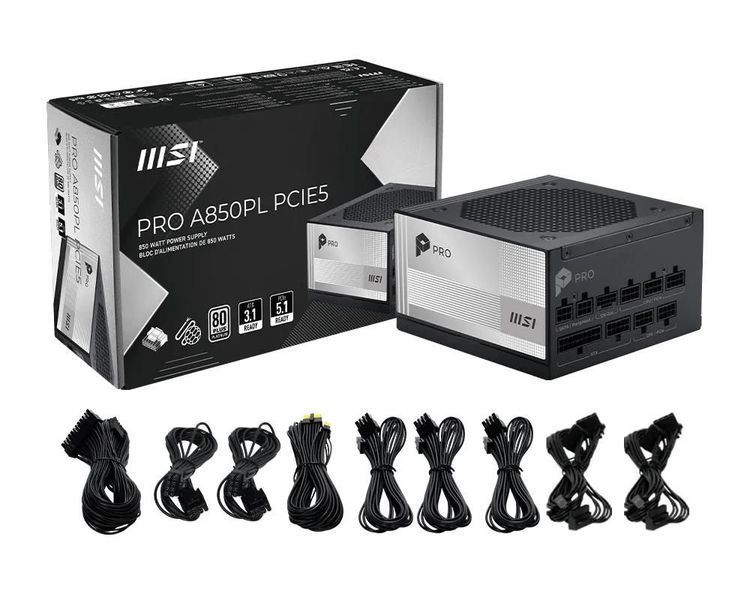 Блок живлення ATX 850W PRO A850PL PCIE5 MSI (PRO A850PL PCIE5) - купити в Україні за низькою ціною в інтернет-магазині "Rincom"