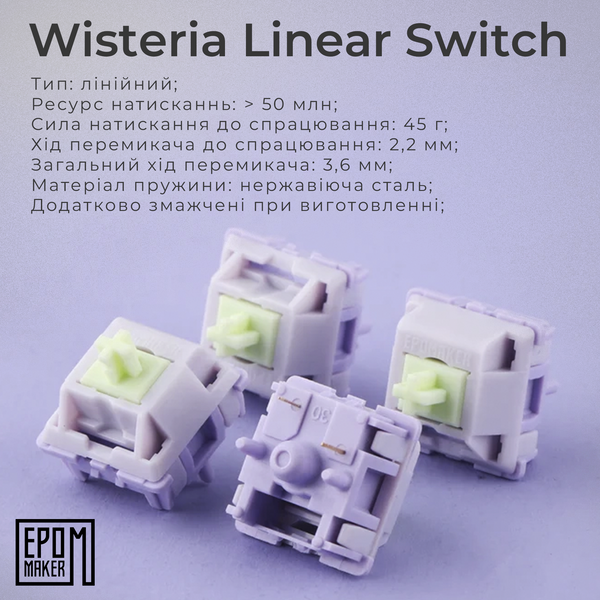 Клавіатура механічна бездротова EPOMAKER Shadow-X Wisteria Linear White (SHX-W-WL) (SHX-W-WL) - купити в Україні за низькою ціною в інтернет-магазині "Rincom"