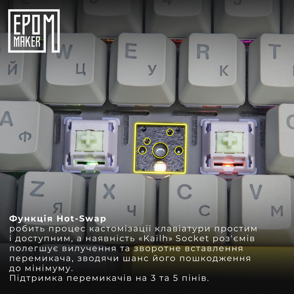 Клавіатура механічна бездротова EPOMAKER Shadow-X Wisteria Linear White (SHX-W-WL) (SHX-W-WL) - купити в Україні за низькою ціною в інтернет-магазині "Rincom"