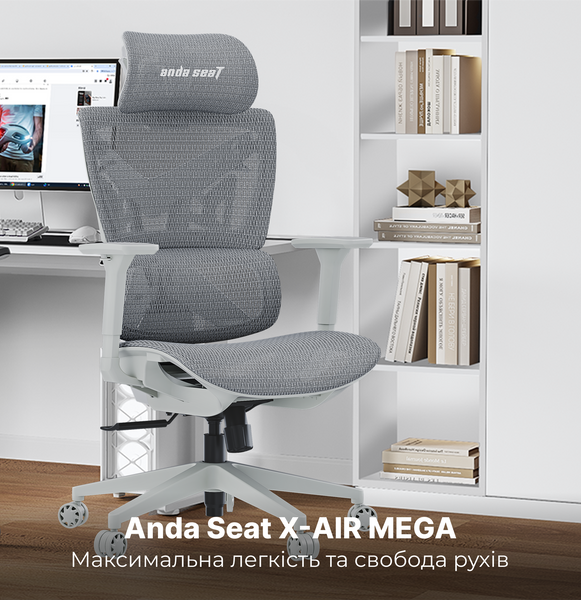 Крісло ігрове Anda Seat X-Air Mega Size XL Mesh Gray (AD-WY-01-GGF)