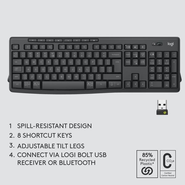 Комплект (клавіатура, мишка) бездротовий Logitech MK370 Graphite (920-012077) (920-012077) - купити в Україні за низькою ціною в інтернет-магазині "Rincom"