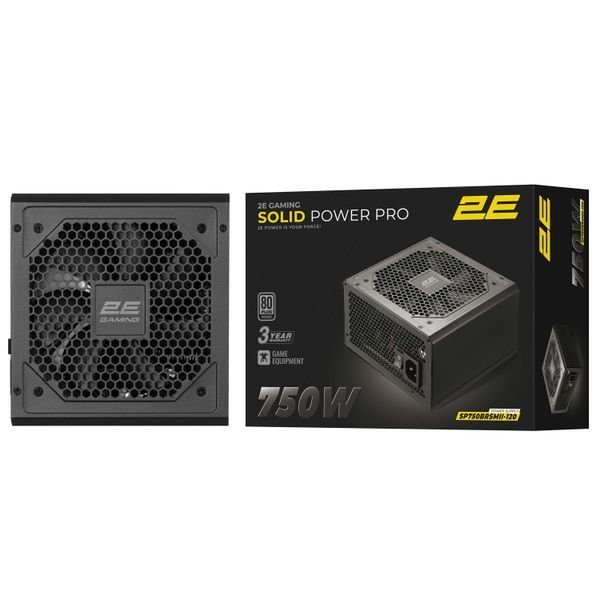 Блок живлення 2E GAMING Solid Power Pro ATX3.1 GEN5.0 (750W), >85%, 80+ Bronze, 120мм, 1xMB 24pin(20+4), 2xCPU 8pin(4+4), 3xMolex, 6xSATA, 4xPCIe 8pin(6+2), 1xPCIe GEN5 16pin, Semi Modular (2E-SP750BRSMII-120) - купити в Україні за низькою ціною в інтернет-магазині "Rincom"