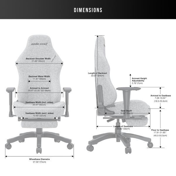 Крісло ігрове Anda Seat Luna Pro Gray Fabric Size L (AD18T-44-G-F)