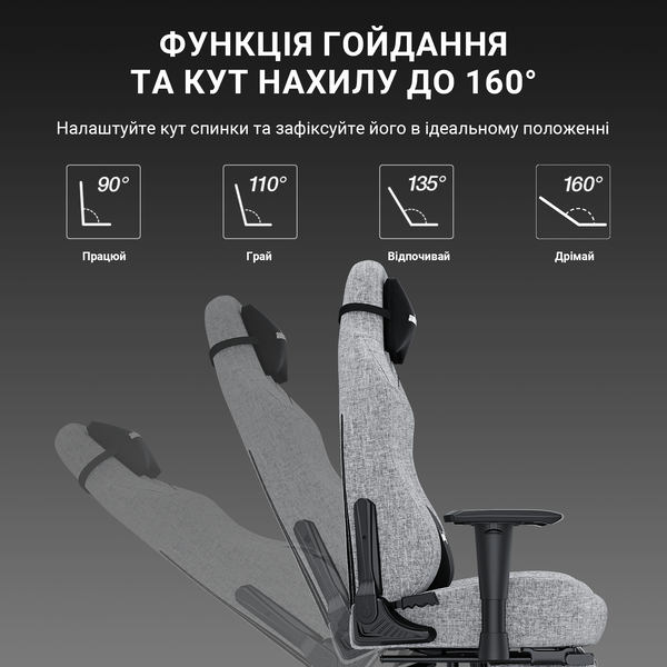 Крісло ігрове Anda Seat Luna Pro Gray Fabric Size L (AD18T-44-G-F)