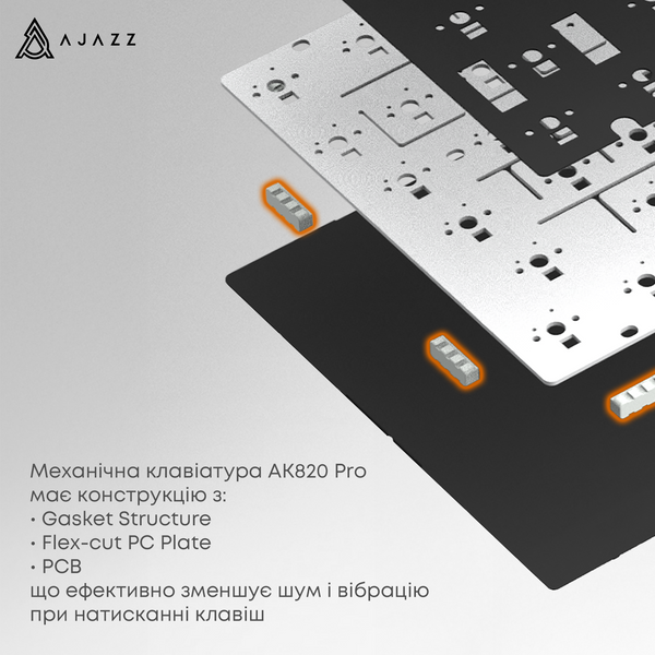 Бездротова механічна клавіатура Ajazz AK820 PRO 75% Flying Fish Switch White RGB (AK820PRO-FF-PWB) (AK820PRO-FF-PWB) - купити в Україні за низькою ціною в інтернет-магазині "Rincom"