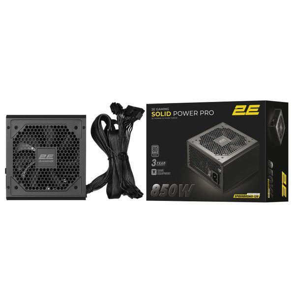 Блок живлення 2E GAMING Solid Power Pro ATX3.1 GEN5.0 (850W), >85%, 80+ Bronze, 120мм, 1xMB 24pin(20+4), 2xCPU 8pin(4+4), 3xMolex, 6xSATA, 4xPCIe 8pin(6+2), 1xPCIe GEN5 16pin, Semi Modular (2E-SP850BRSMII-120) - купити в Україні за низькою ціною в інтернет-магазині "Rincom"