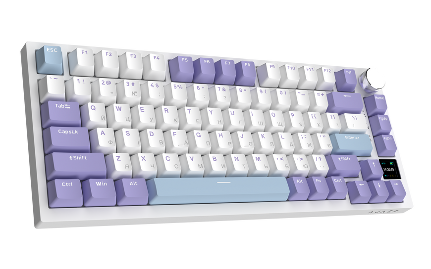 Бездротова механічна клавіатура Ajazz AK820 PRO 75% Flying Fish Switch White RGB (AK820PRO-FF-PWB) (AK820PRO-FF-PWB) - купити в Україні за низькою ціною в інтернет-магазині "Rincom"