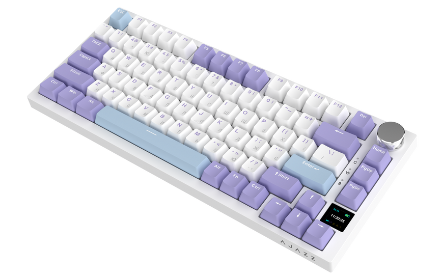 Бездротова механічна клавіатура Ajazz AK820 PRO 75% Flying Fish Switch White RGB (AK820PRO-FF-PWB) (AK820PRO-FF-PWB) - купити в Україні за низькою ціною в інтернет-магазині "Rincom"