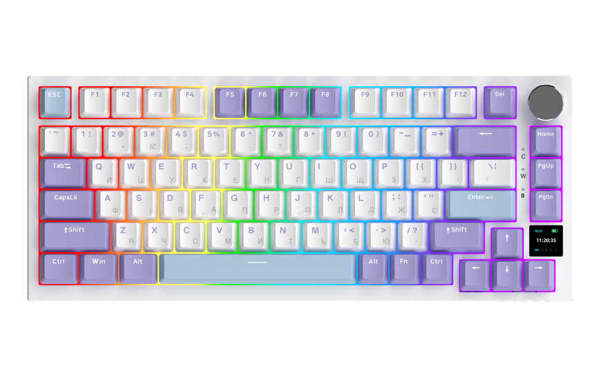 Бездротова механічна клавіатура Ajazz AK820 PRO 75% Flying Fish Switch White RGB (AK820PRO-FF-PWB) (AK820PRO-FF-PWB) - купити в Україні за низькою ціною в інтернет-магазині "Rincom"