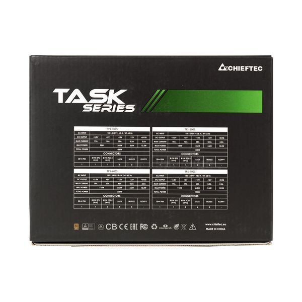 Блок живлення CHIEFTEC Task (600W), >85%, 80+ Bronze, 120мм, 1xMB 24pin(20+4), 1xCPU 8pin(4+4), 3xMolex, 5xSATA, 2xPCIe 8pin(6+2) (TPS-600S) - купити в Україні за низькою ціною в інтернет-магазині "Rincom"