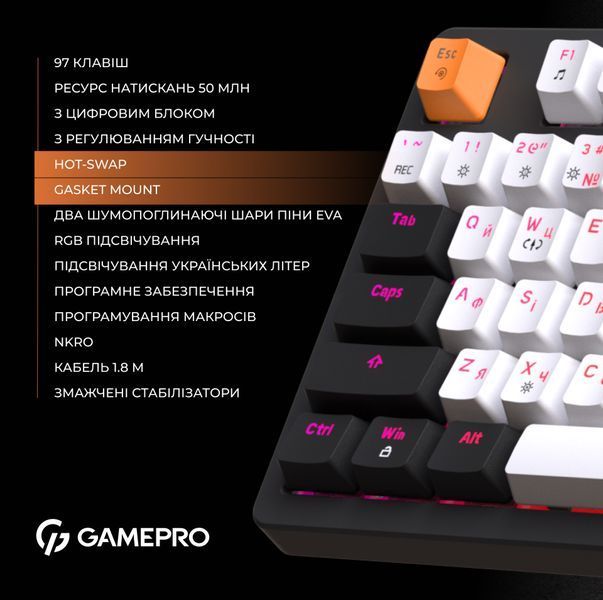 Дротова механічна клавіатура GamePro MK170B (Red) з Hot-Swap RGB Black (MK170B) - купити в Україні за низькою ціною в інтернет-магазині "Rincom"