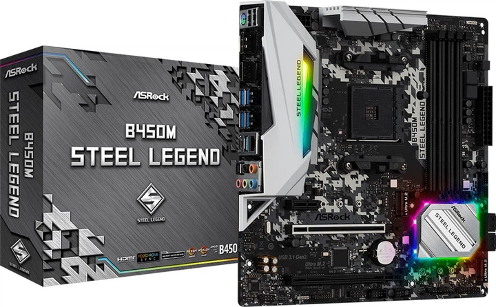 Материнська плата ASRock B450M Steel Legend (sAM4, AMD B450) (ASRock B450M Steel Legend) - купити в Україні за низькою ціною в інтернет-магазині "Rincom"