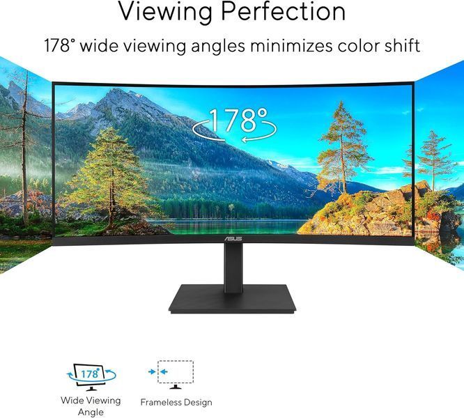 Монітор Asus 34" VA34VCPSR HDMI, DP, USB-C, 3xUSB, RJ-45, MM, VA, 3440x1440, 21:9, 100Hz, 4ms, CURVED, AdaptiveSync, HAS (90LM08JJ-B02170) - купити в Україні за низькою ціною в інтернет-магазині "Rincom"
