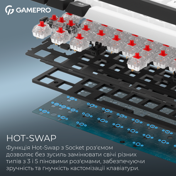 Бездротова механічна клавіатура GamePro Asgard Valhalla (MK210B Pro) 65% QLAB orange switches (MK210B Pro) - купити в Україні за низькою ціною в інтернет-магазині "Rincom"