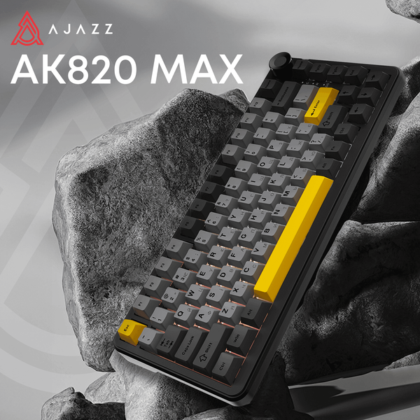 Ігрова дротова механічна клавіатура Ajazz AK820 MAX Magnetic switches-Black-Gray-Yellow-RGB (AK820MAX-WM-BGY) - купити в Україні за низькою ціною в інтернет-магазині "Rincom"
