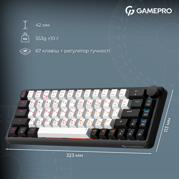 Бездротова механічна клавіатура GamePro Asgard Valhalla (MK210B Pro) 65% QLAB orange switches (MK210B Pro) - купити в Україні за низькою ціною в інтернет-магазині "Rincom"