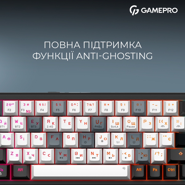 Бездротова механічна клавіатура GamePro Asgard Valhalla (MK210B Pro) 65% QLAB orange switches (MK210B Pro) - купити в Україні за низькою ціною в інтернет-магазині "Rincom"