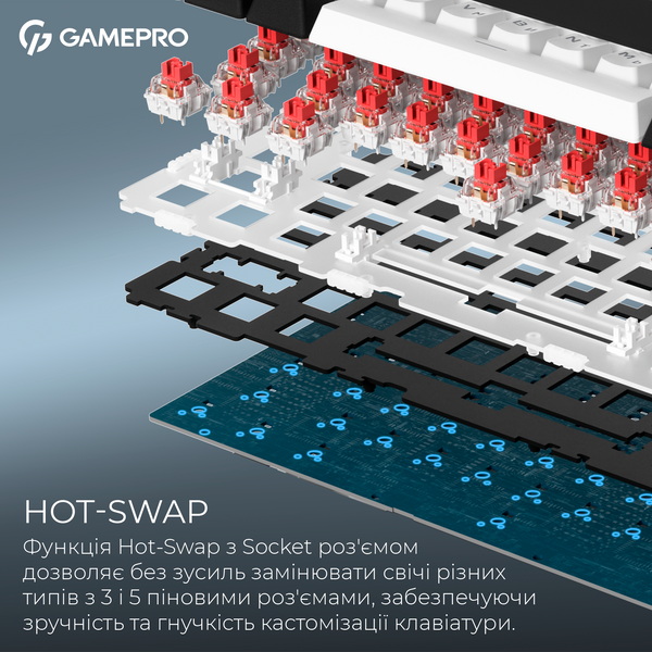 Бездротова механічна клавіатура GamePro Asgard Valhalla (MK160B Pro) 75% QLAB orange switches (MK160B Pro) - купити в Україні за низькою ціною в інтернет-магазині "Rincom"