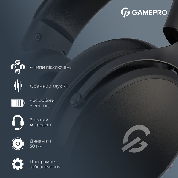Бездротова ігрова гарнітура GamePro Asgard Skadi (HSW191B) (HSW191B)