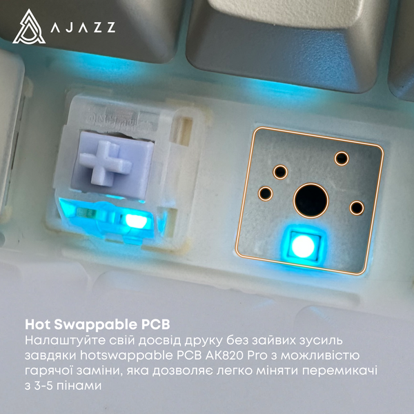 Бездротова механічна клавіатура Ajazz AK820 PRO 75% Gift Switch Black RGB (AK820PRO-G-BGY) (AK820PRO-G-BGY) - купити в Україні за низькою ціною в інтернет-магазині "Rincom"