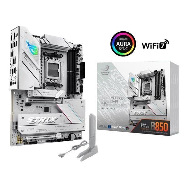 Материнcька плата ASUS ROG STRIX B850-A GAMING WIFI sAM5 B850 4xDDR5 M.2 HDMI DP WiFi BT ATX білий (90MB1J50-M0EAY0) - купити в Україні за низькою ціною в інтернет-магазині "Rincom"