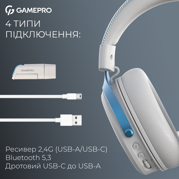 Бездротова ігрова гарнітура GamePro Asgard Freya Pro (HSW201WB) (HSW201WB)