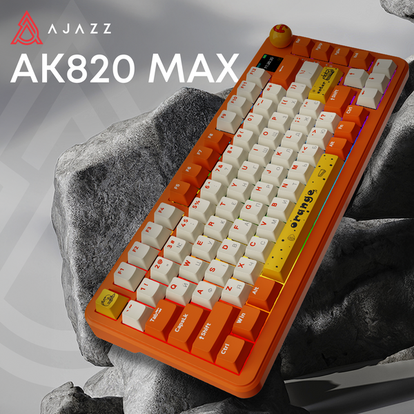 Бездротова механічна клавіатура Ajazz AK820 MAX Avocado Switch Orange-White Theme-RGB--With Screen (AK820MAX-AS-OW) - купити в Україні за низькою ціною в інтернет-магазині "Rincom"