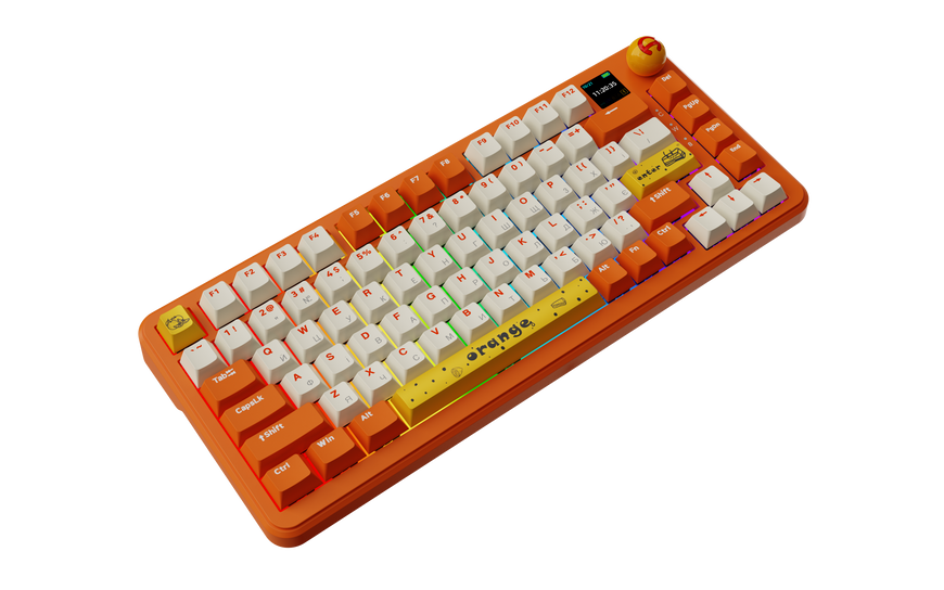 Бездротова механічна клавіатура Ajazz AK820 MAX Avocado Switch Orange-White Theme-RGB--With Screen (AK820MAX-AS-OW) - купити в Україні за низькою ціною в інтернет-магазині "Rincom"
