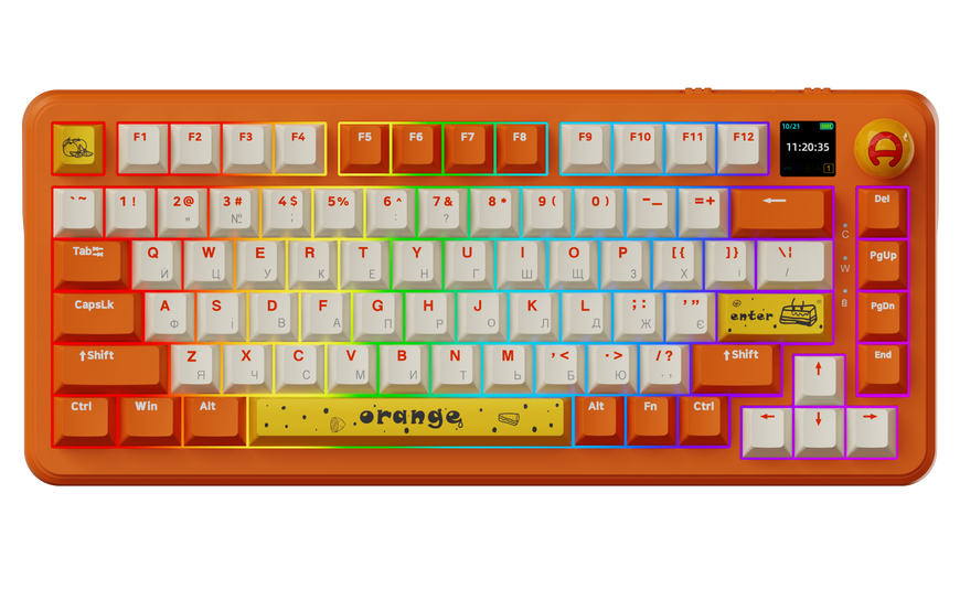 Бездротова механічна клавіатура Ajazz AK820 MAX Avocado Switch Orange-White Theme-RGB--With Screen (AK820MAX-AS-OW) - купити в Україні за низькою ціною в інтернет-магазині "Rincom"