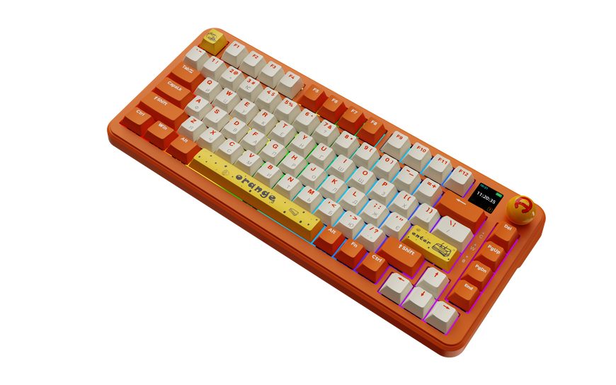 Бездротова механічна клавіатура Ajazz AK820 MAX Avocado Switch Orange-White Theme-RGB--With Screen (AK820MAX-AS-OW) - купити в Україні за низькою ціною в інтернет-магазині "Rincom"