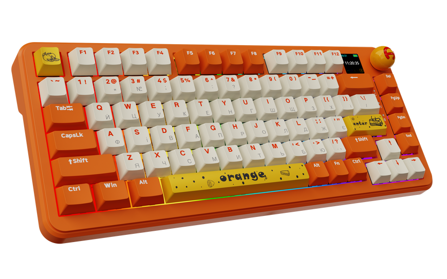 Бездротова механічна клавіатура Ajazz AK820 MAX Avocado Switch Orange-White Theme-RGB--With Screen (AK820MAX-AS-OW) - купити в Україні за низькою ціною в інтернет-магазині "Rincom"